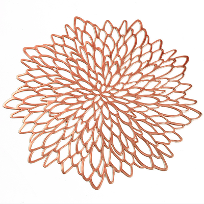 PVC Dining Table Placemat: Hollow Pad Coaster For Table Bowls 1PCS Color: A Rose