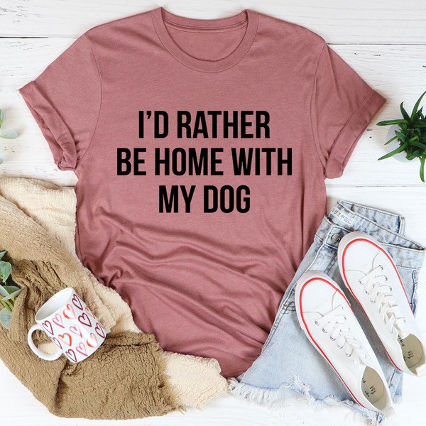I'd Rather Be Home With My Dog Tee Heather Prism Peach 2XL