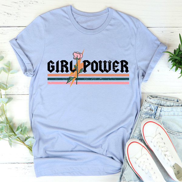 Girl Power Rose Tee Athletic Heather XL