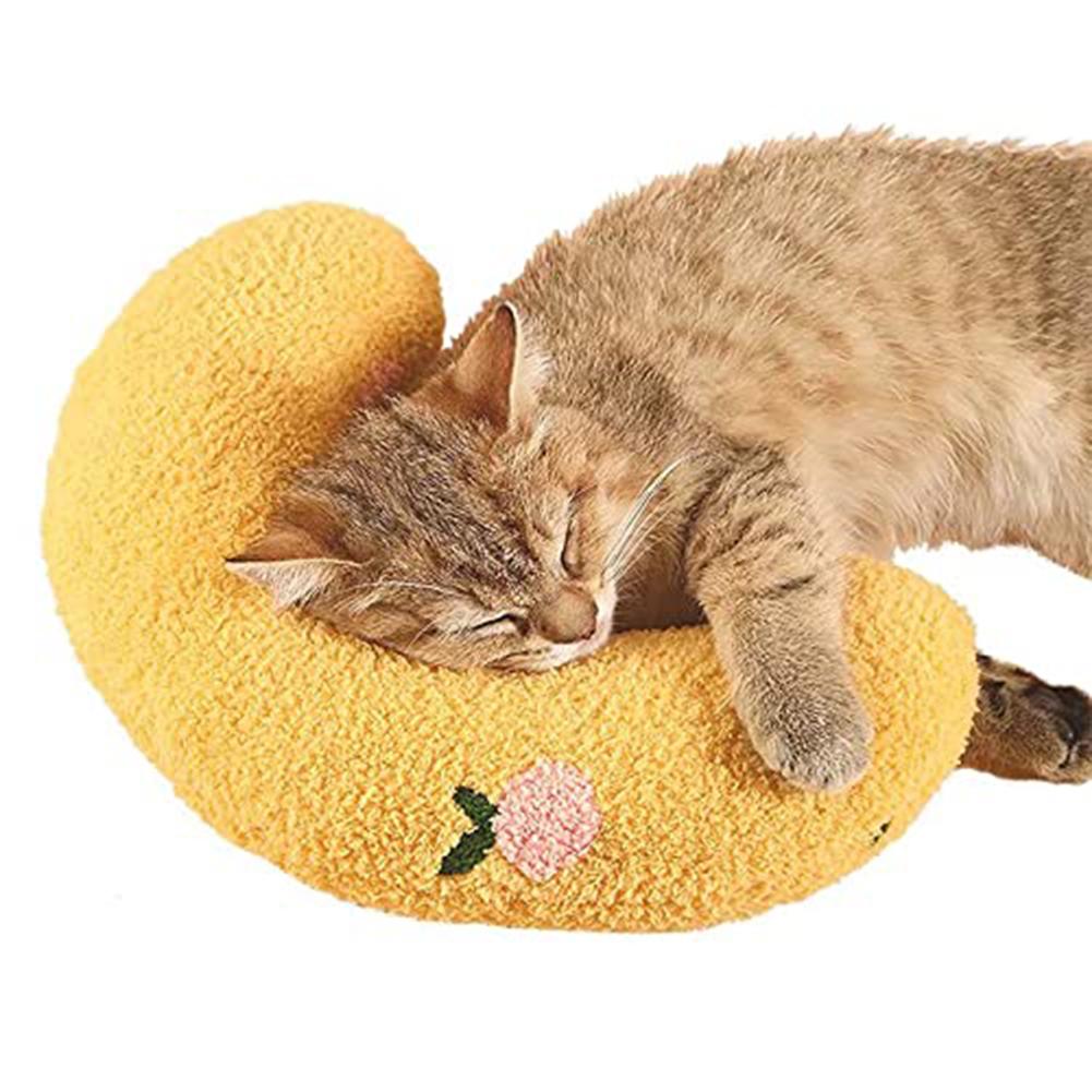 Ultra Soft Fluffy Pet Sleeping Pillow: Calming Toy For Dogs & Cats U shaped Pet Supplies BLUE