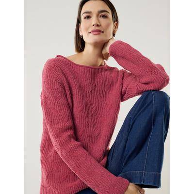 Walbusch Damen Baumwoll-Samt Pullover Orange noch offen: Muster Image