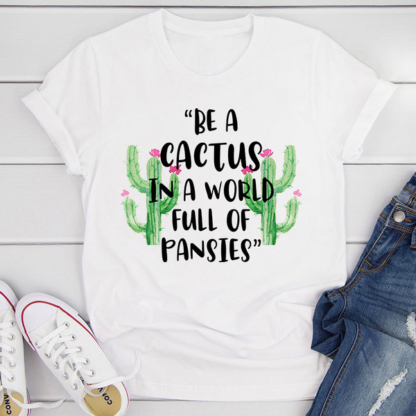 Be A Cactus T Shirt Heather Prism Peach L