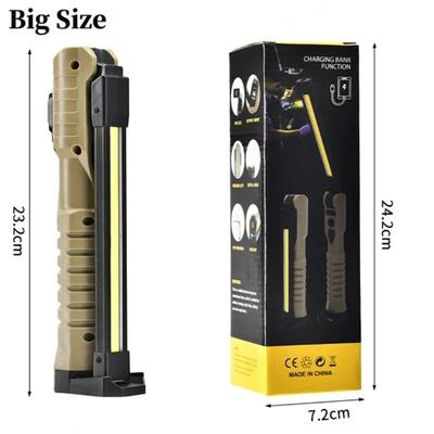 1000 Lumens USB Rechargeable LED Work Light With Power Capacity Indicator Handheld Flashlight For Outdoor Car Repair Khaki Big