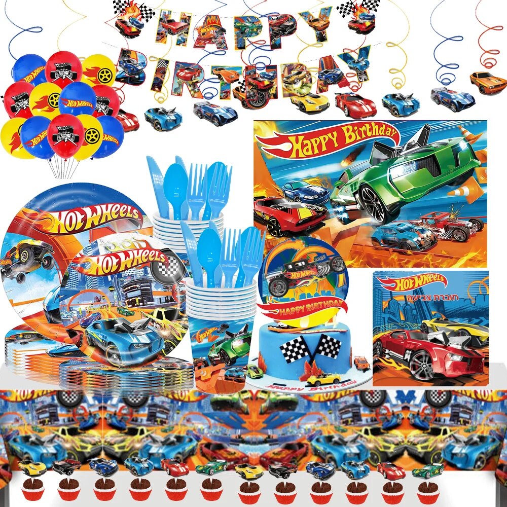 Hot Wheels Party Supplies: Disposable Tableware, Balloons, Cups, Plates, Tablecloth & More For Birthday Or Baby Shower D 24pcs Cupcake