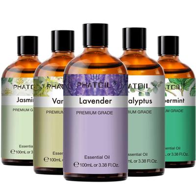 PHATOIL 100ml Essential Oil Set Eucalyptus, Lavender, Vanilla, Jasmine, Lemon & Bergamot For Aromatherapy & Candle Mak 100ml anise Star