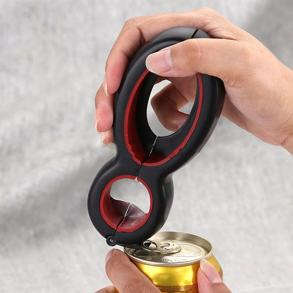 6 In 1 Multi Opener Tool Jar Bottle Can Opener Red & Black