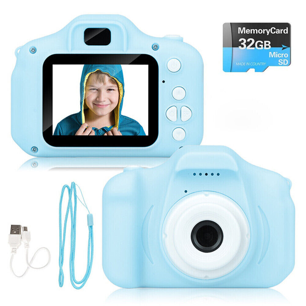 Mini Digital Camera, 32GB TF Card, Rechargeable Blue