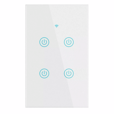 Gang WiFi Smart Wall Touch Light Switch Glass Panel Compatible With Alexa, Google Assistant Remote Control Via Smart App wall Switch 4 Gang
