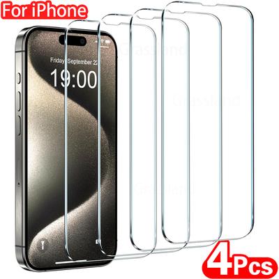 4Pcs Tempered Glass For IPhone 16 15 14 13 12 11 Pro Max Screen Protector For IPhone 7 8 Plus X XS Max XR Protective Glass Film for Iphone 12 Mini 4 Pieces