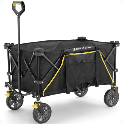 Gorilla Carts 7 Cu Ft Collapsible Outdoor Utility Wagon, Oversize Bed, Black Heavy Duty Folding Garden & Beach Cart Gorilla Carts 7 Cu Ft Collapsible Outdoor Utility Wagon, Oversize Bed, Black Heavy Duty Folding Garden & Beach Cart