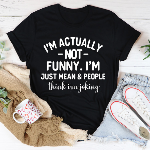 I'm Actually Not Funny Tee Black Heather XL