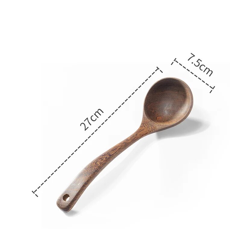 Non Stick Kitchen Utensils Set With Wooden Handles Soup Spoon, Spatula, Rice Spoon, Shovel & More Kitchen Accessories 5