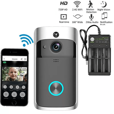 Smart Wireless WiFi Video Doorbell With Intercom & Security Camera HD Night Vision, Motion Detection, Free Cloud Storage doorbell + Battery + Charger