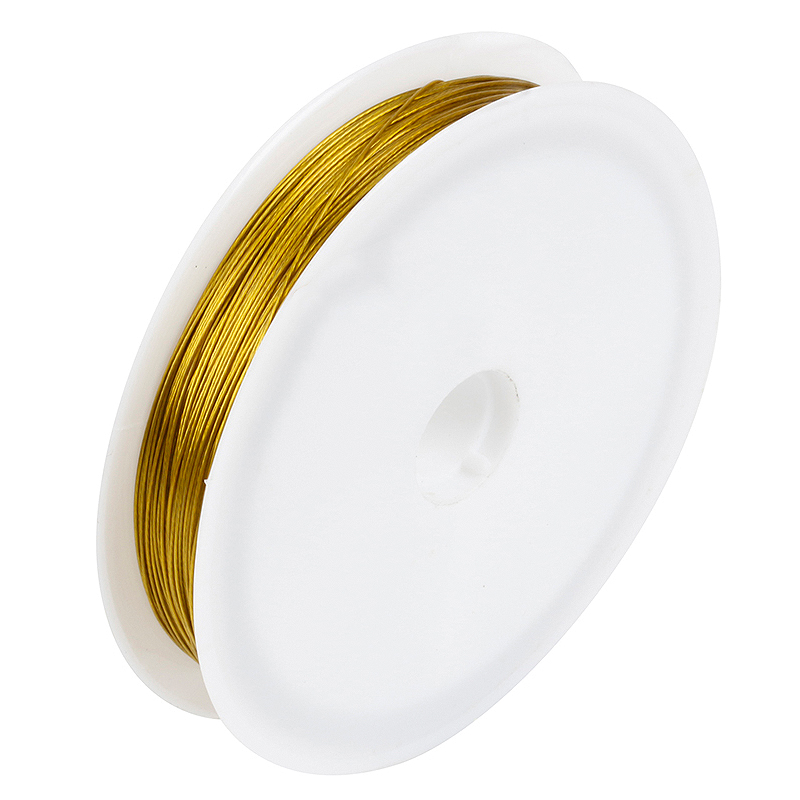 Stainless Steel Tiger Tail Beading Wire For DIY Jewelry Aiovlo Tone Accessories For Necklace, Bracelet, Earring Making Color: 0.38mm Steel Color gold