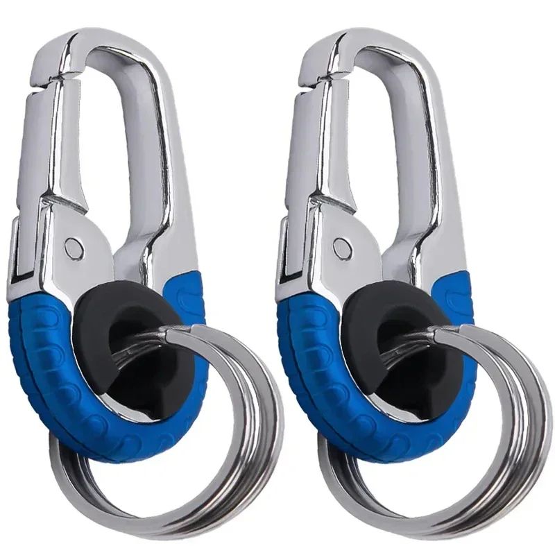 Premium Stainless Steel Keychain Buckle For Men Heavy Duty Carabiner Hook, Outdoor Climbing Key Ring Keyfob Accessory blue 2 Pcs