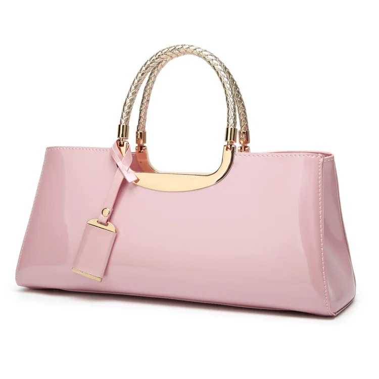 Patent Leather Bag Shoulder Bag Handbag Wedding Bag Bridal Bag Banquet Bag Tote Bag, Patent Leather Bag Shoulder Bag Handbag Wedding Bag Bridal Bag Banquet Bag Tote Bag, Pink 34cm11cm15cm