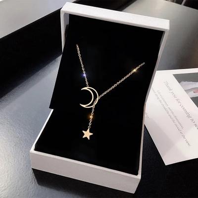 Stylish Moon Star Pendant Choker: Elegant Gold Alloy Chain Necklace For Women's Party Jewelry N319 01