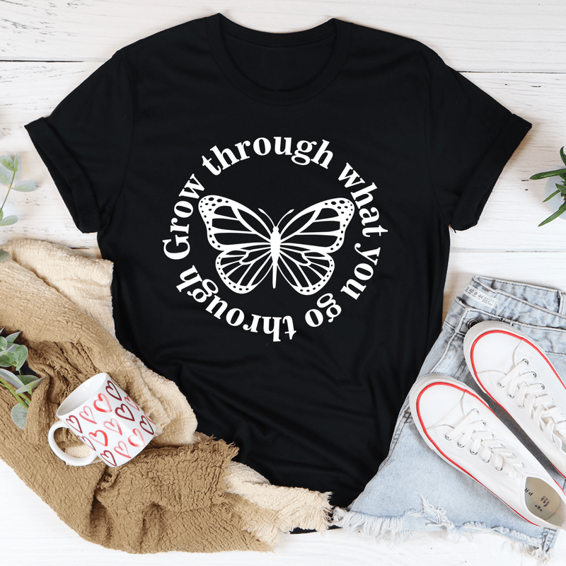 Grow Through What You Go Through Butterfly Tee M Athletic Heather