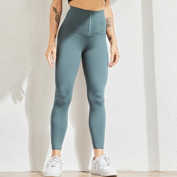 High Waist Fitness Lace Up Corset Leggings Green S
