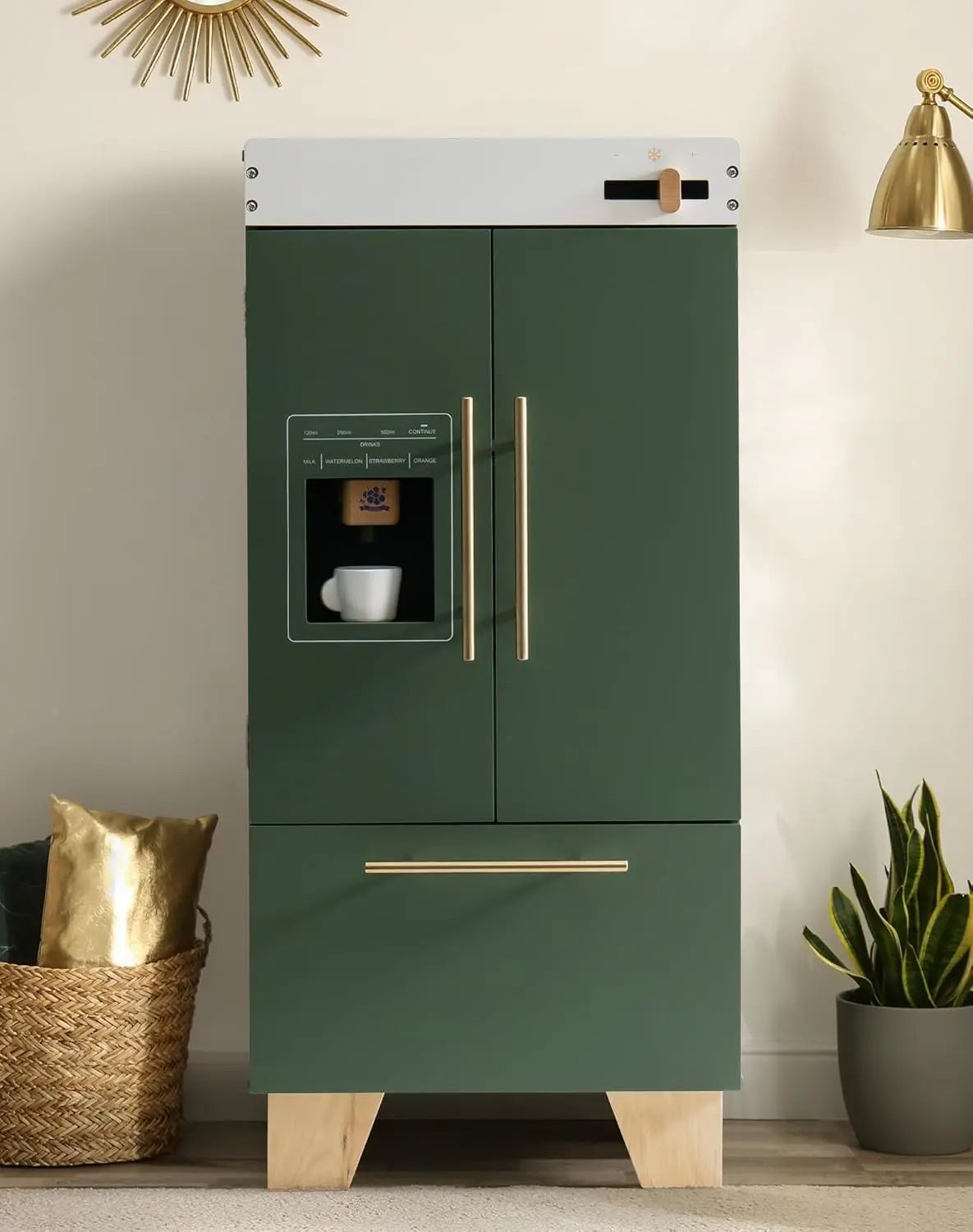 Robotime Wooden Toy Fridge Vintage Green, Interactive Refrigerator Kitchen Playset With Accessories For Kids Robotime Wooden Toy Fridge Vintage Green, Interactive Refrigerator Kitchen Playset With Accessories For Kids