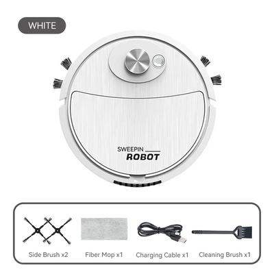3 in 1 Intelligent Robotic Vacuum: Low Noise Floor Sweeper For Automatic Household Cleaning WHITE
