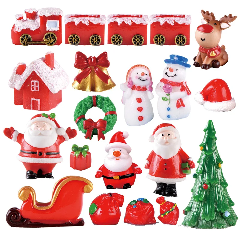 Nouveau cerf de noël père noël traîneau arbre bonhomme de neige Figurine maison de poupée décor à la maison Miniature jardin décoration accessoires moderne