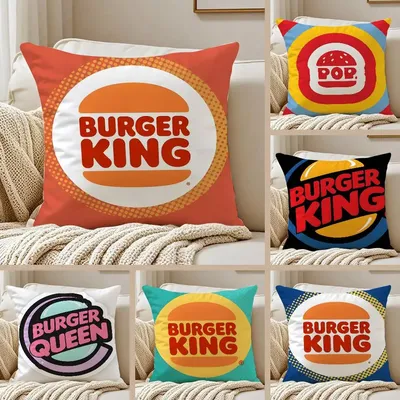 Famous Eat Food B-Burger Hamburger King-Of Want Anti-Dustmite-Kissenbezug, unsichtbarer Reißverschluss, seidiger kurzer Plüsch-Sofa-Kissenbezug Image