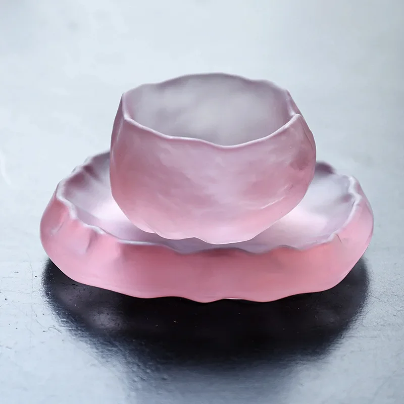 Rosa tassen mit handgemachte glas Japanischen stil erste schnee master tasse rosa tee tassen Kung Fu tassen blase tee tasse tee tasse Image