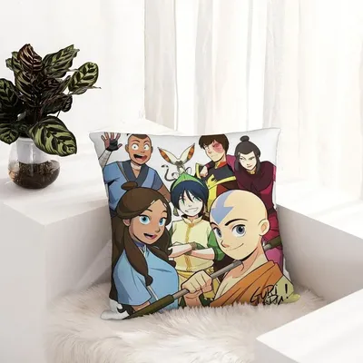 Avatar The Last A-Airbender Kissenbezug, Plüschstoff, weicher Kissenbezug, doppelseitiger Druck, Sofakissenbezug, Überwurfkissen Image