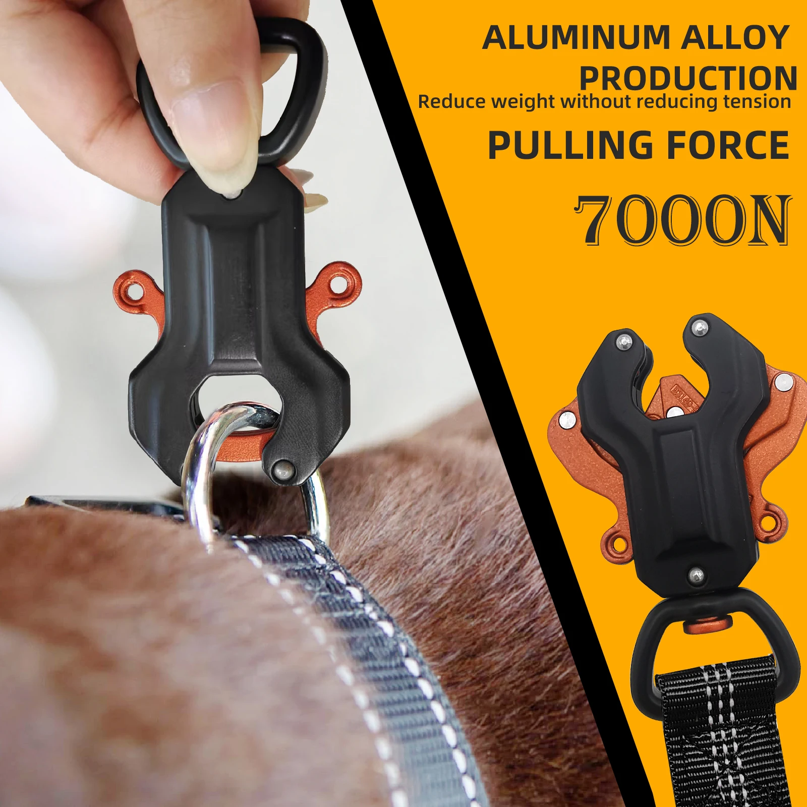 Metall-Frosch-Schnalle, 2 gepolsterte Griffe, robuste Hundeleine, reflektierende Hundeleine aus Nylon, Bungee- und Trainings-Hundeleine Image