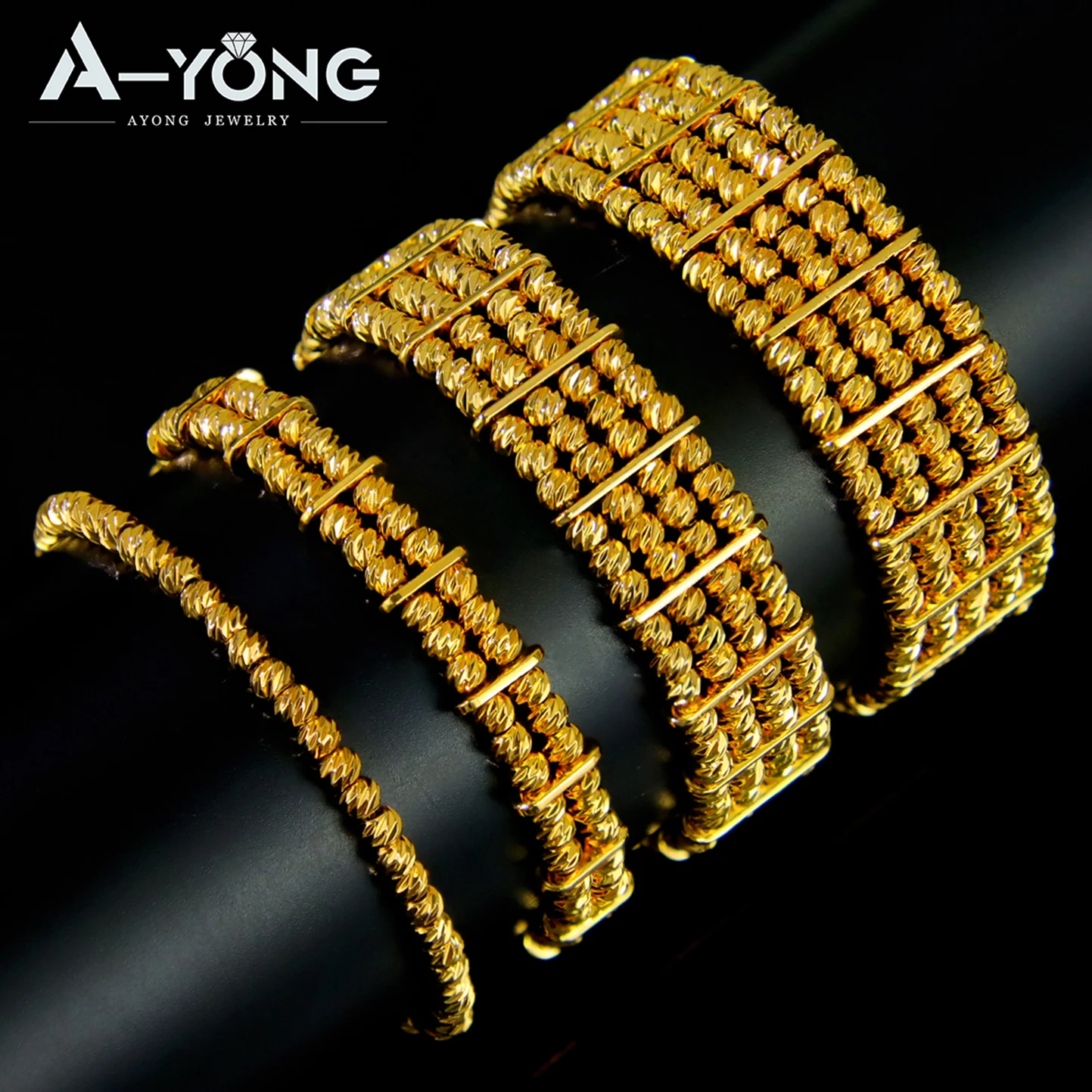 Multi Layer Gold Farbe Perlen Armbänder 21k Gold Überzogene Arabische Islamische Elegante Armreifen Dubai Frauen Luxus Hochzeit Schmuck