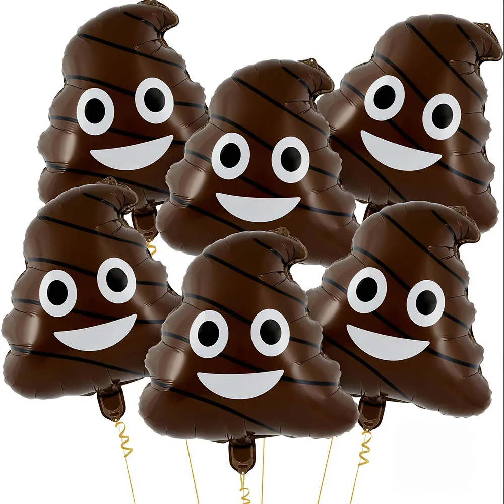 6 Stück Big Poop Design-Ballon, 2,05 Zoll, Poo-Form, brauner Folienballon, Geburtstag, Ruhestand, Jungen, Witz, Mottoparty, Streich, Geschenk Image