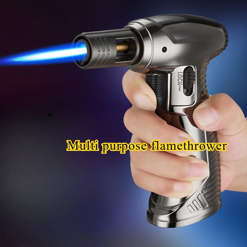 Creativo Metallo Turbo Gas Jet Accendino Torcia Antivento Pistola per Saldatura Fiamma Blu Butano Sigaro Fumare Accendino Cucina Campeggio BBQ.