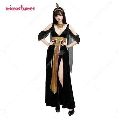 Miccostumes Ägyptisches Kostümset für Damen Ägypten Qween Kostümkleid mit Zubehör für Halloween-Partys Image