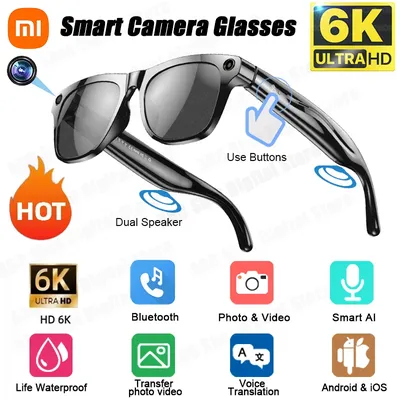 Xiaomi Smart Al Camera Glasses 6K Wearable Sports Camera Glasses Bluetooth Call Voice Assistant Control Waterproof Mini Camera