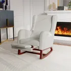 ROSAHQNDA Chaise à bascule moderne, chaise d'allaitement, chaise à bascule rembourrée avec repose-pieds, chaise rembourrée avec accoudoirs et poche latérale