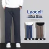 Herren Lyocell Lose Gerade Denim Jeans Mit Weitem Bein 2025 Herbst Winter Stretch Taille Bequeme Vielseitige Casual Hosen Plus Größe 38