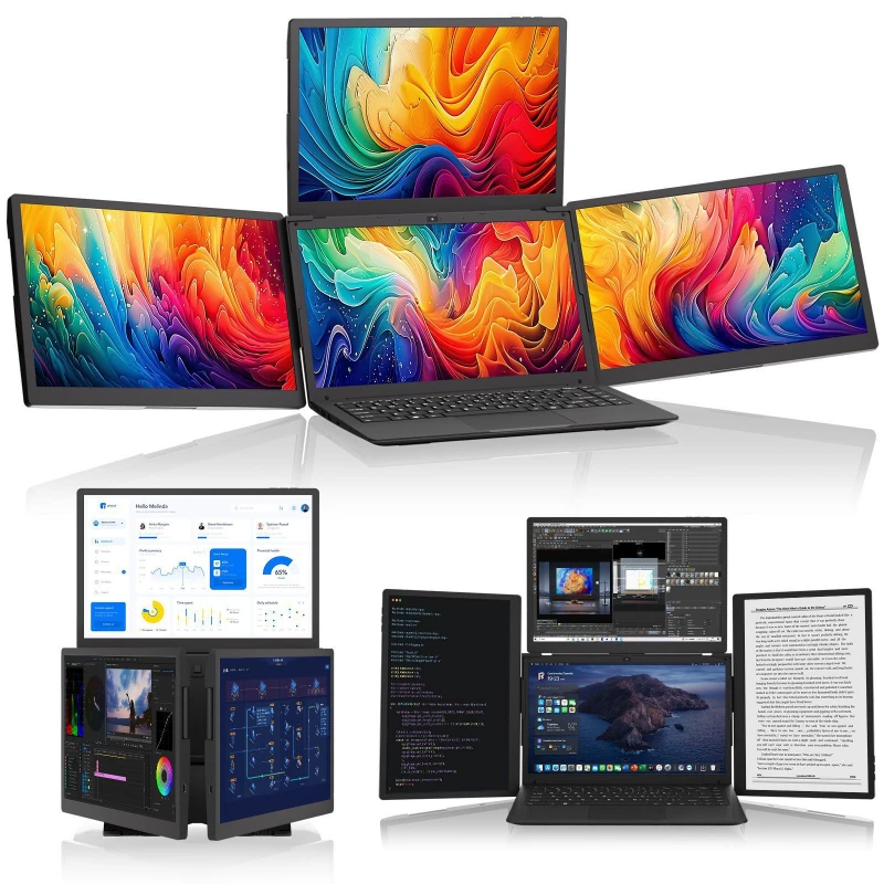 Tragbar, Monitor, First-Line-Einzel- und Dual-Screens, Laptop mit drei Bildschirmen, Erweiterung des Sekundärbildschirms Image