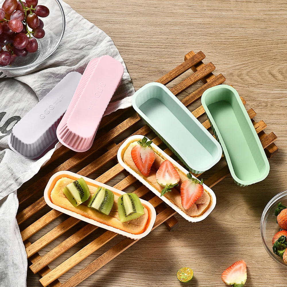 6Pcs Mini Laib Backformen Haushalt Rechteck Silikon Backen Box Nicht Stick Kuchen Pan DIY Brot Form Backblech backformen Image