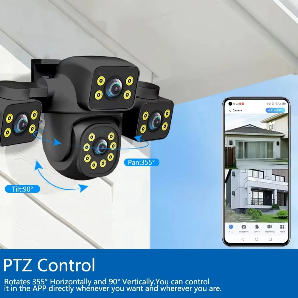 15MP HD WIFI IP Farbe Nachtsicht Drei Bildschirm Drei Objektiv Kamera Auto Tracking IP66 Wasserdichte CCTV Video Sicherheit Tuya Smart Image