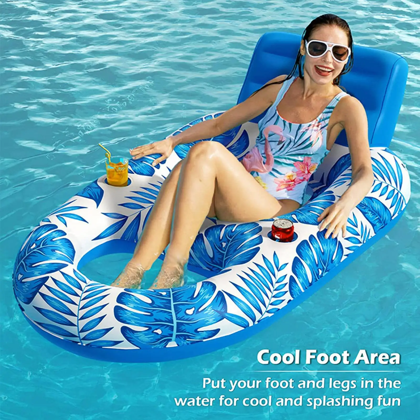 Aufblasbarer Poolschwimmer für Erwachsene, Poolschwimmer, Liege, Schwimmer, Floß, schwimmender Stuhl, Wasserschwimmer für Schwimmbad, Lake Lounge Floa Image