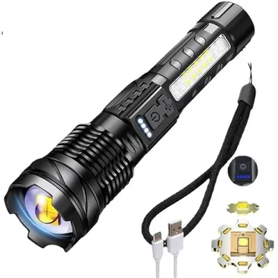 A76 Rechargeable Flashlights 20000 High Lumens - Brightest LED Flash Light 7 Modes with COB Side Light for Emergency Camping