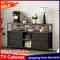 Anajqaqia Meuble TV moderne 108x29,8x76,8 cm, avec 4 tiroirs en tissu PU, commode meuble TV bas pour salon, noir