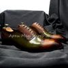 Vintage-Schicht aus Rindsleder in verschiedenen Farben, Brogues aus Leder, Oxfords, luxuriöse Schnitzdetails, formelle Schuhe, Business-Herren-Derby-Schuhe