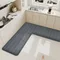 Striped solid color L-shaped kitchen non-slip floor mat flannel absorbent mat corner mat door mat bathroom mat