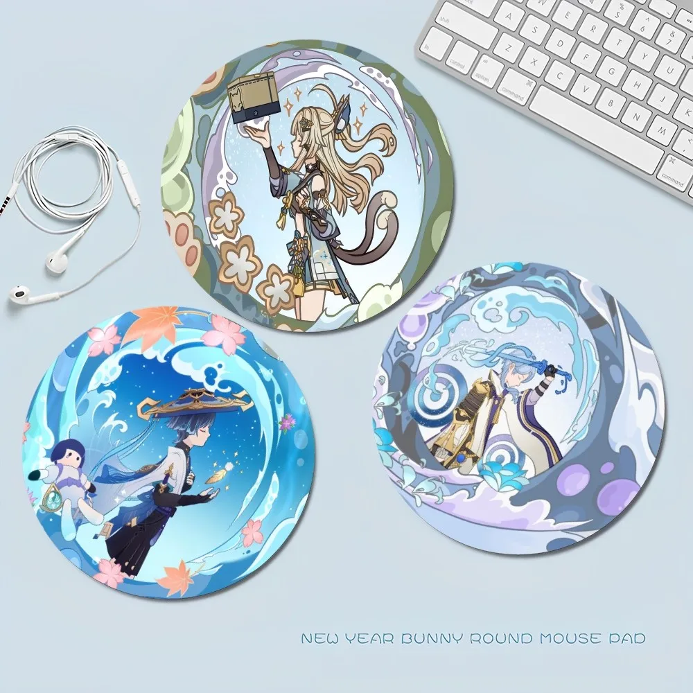 Genshin Impact 20x20cm runde Geschwindigkeit Version Spiel Computer Tastatur Büro Tisch matte PC Laptop Maus matte Schreibtisch matten Image