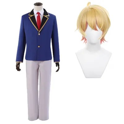 HOLOUN OSHI NO KO Anime Akua Hoshino Cosplay Kostüm Perücke Aqua Schuluniform Anzug Tägliches Tragen Hemd Rose Net Synthetische Faser Image