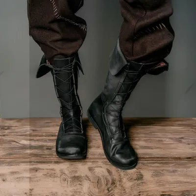 Mittelalterliche Retro-Kunst Herren Wikinger Ritterstiefel Cosplay Schuhe Pu-Leder Krieger Rollenspiel Halloween Party Schuhe Zubehör 2025 Image