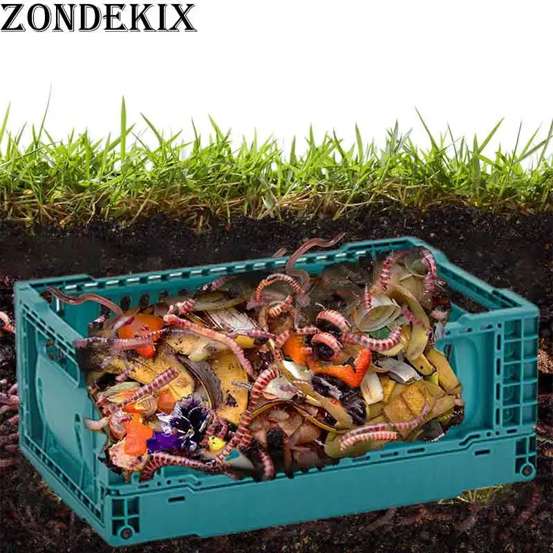 Grüner faltbarer Wurm-Kompostbehälter für den Außenbereich, tragbar, faltbar, vielseitig einsetzbar, geeignet für Bio-Abfälle, Garten, Innenhof Image