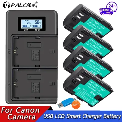 2850mAh LP E6 LPE6 LP-E6 E6N LP-E6N Batterie Für Canon EOS 5DS R 5D Mark II 5D Mark III 6D 7D 80D 90D EOS 5DS R Kamera LCD Dual Ladegerät